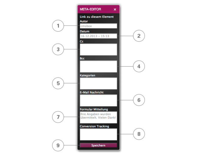 Richten Sie Ihr Formular ein – mit dem Meta-Editor