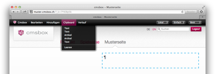 Menü «Clipboard»